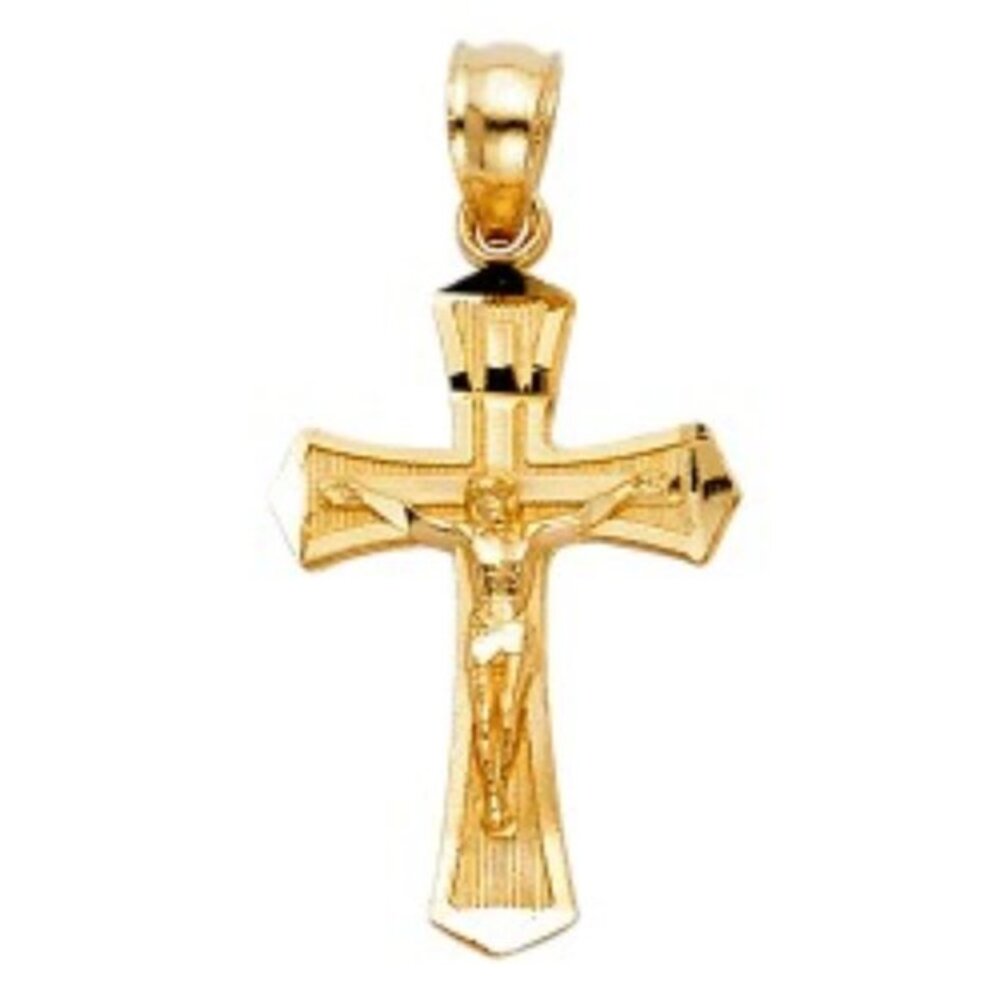 14K gold Jesus Crucifix Cross Religious Pendant - Picture 1 of 2